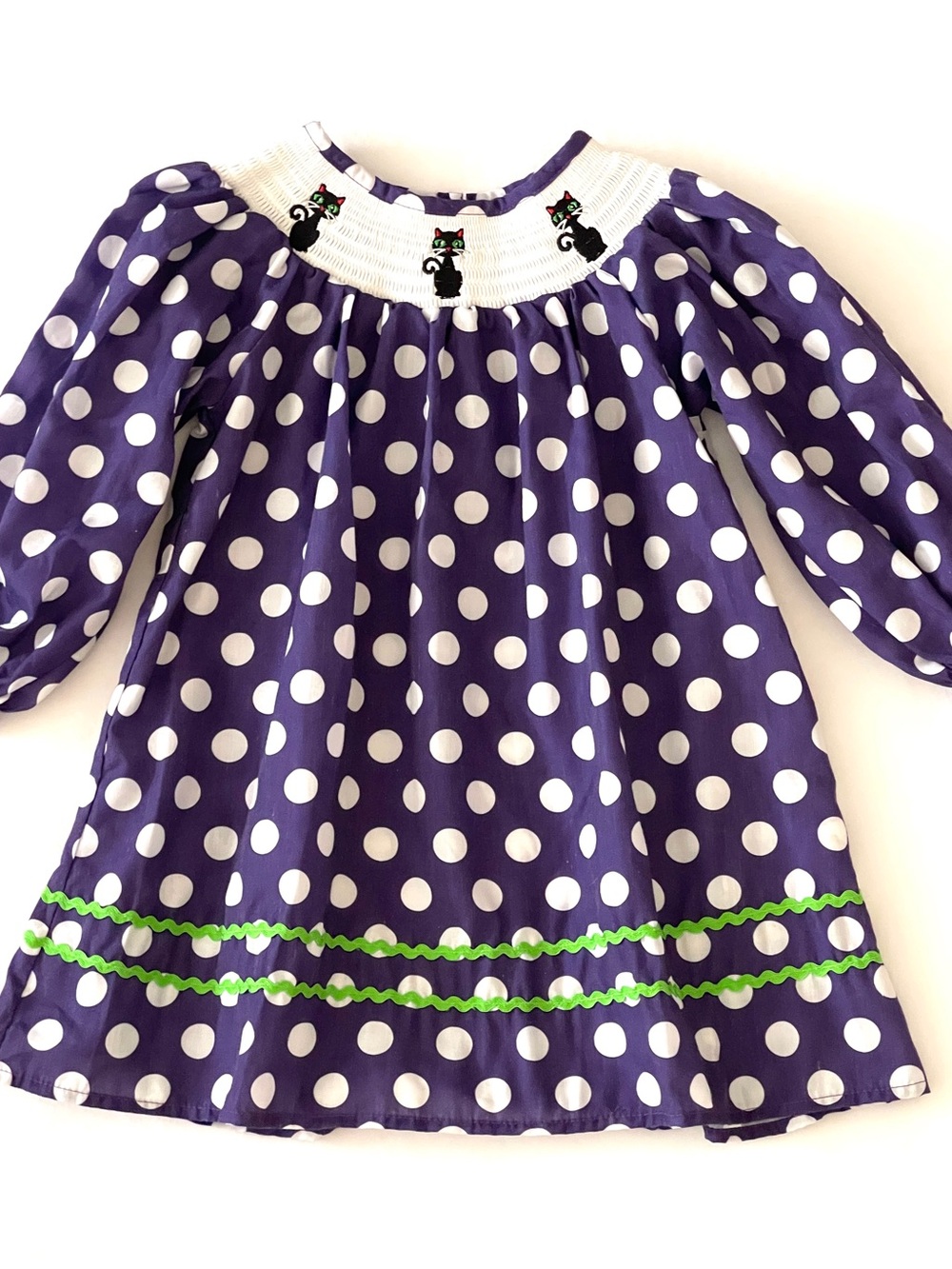MARIE NICOLE Girl’s Toddler Dress 2T-4T Cotton Long Sleeve Polka Dot Cat